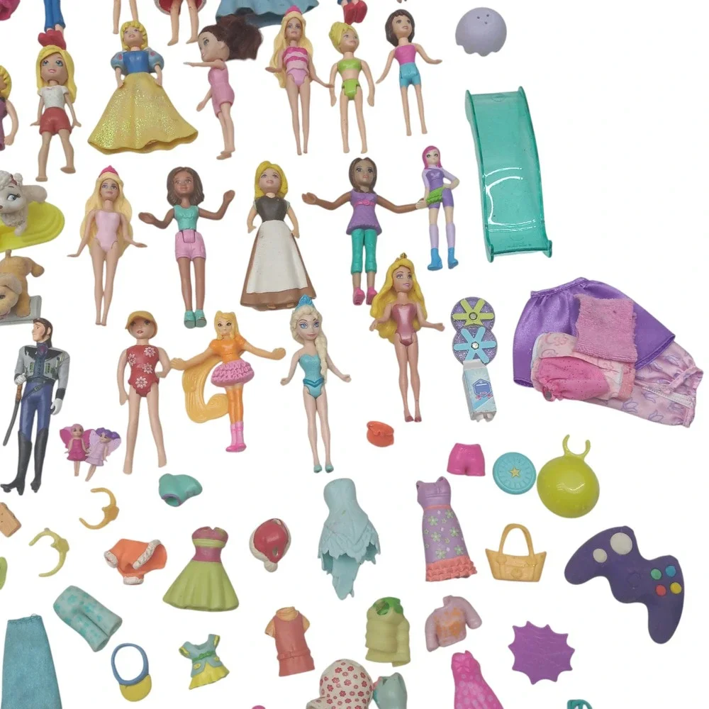 Mini Princess Polly Pocket Doll Mix + Rubber Clothes, Shoes, bags, hats, 100's‎